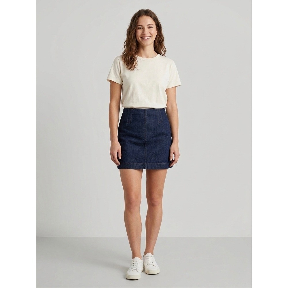 Madewell Womens Dark Indigo Cotton Blend Side Zip Denim Mini Skirt Size 32